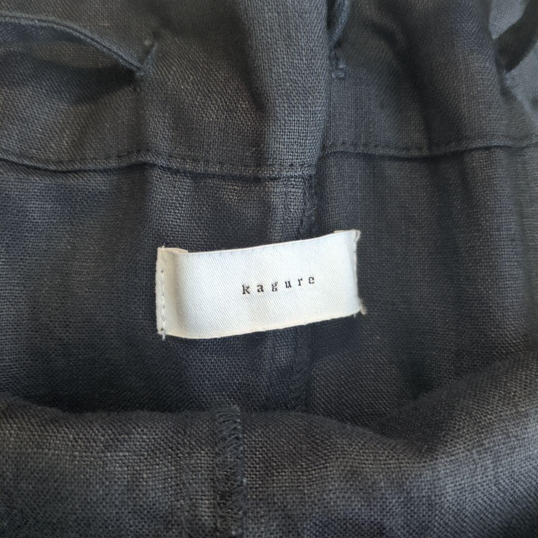 かぐれ　kagure リネン　サロペット　ワイド　ブラック　黒　リボン
