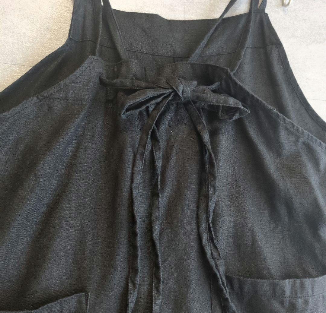 かぐれ　kagure リネン　サロペット　ワイド　ブラック　黒　リボン