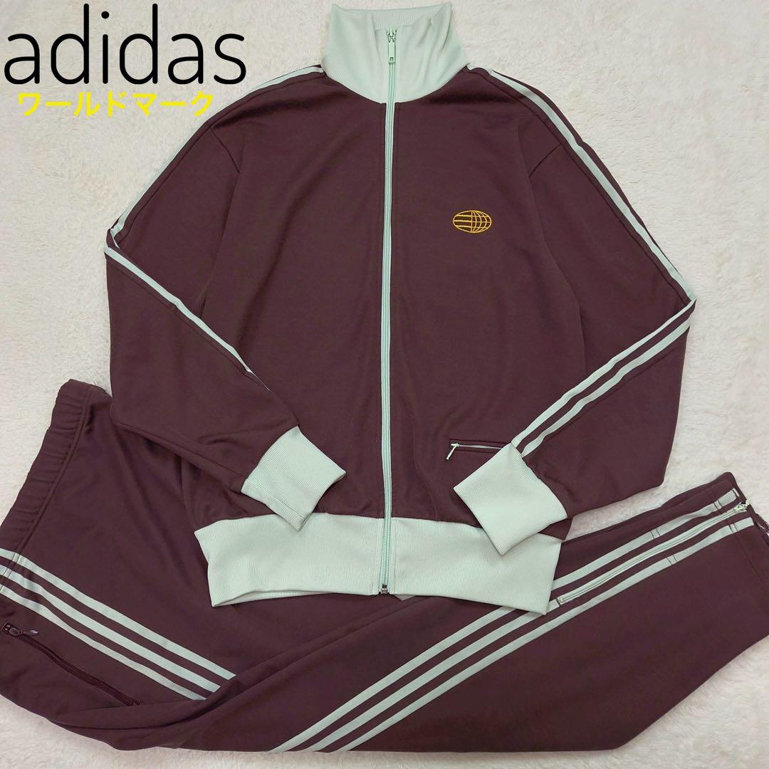 ✨希少✨adidas ワールドマーク　トラックジャケット　セットアップ　マールン