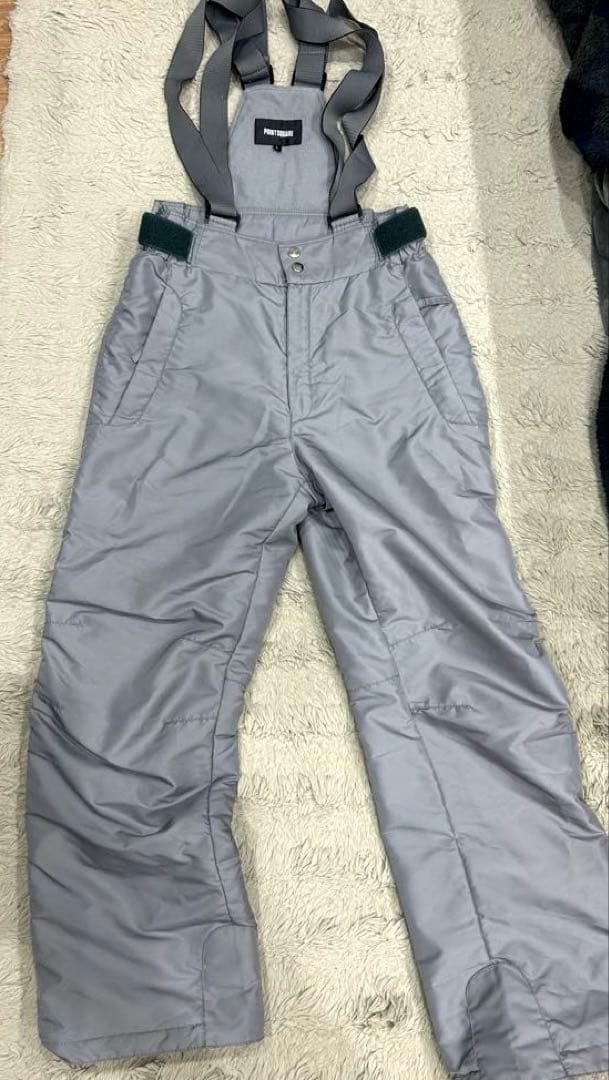 POINTSQUARE 子ども用スキーウェア 上下セット　ホワイト/グレーＬ