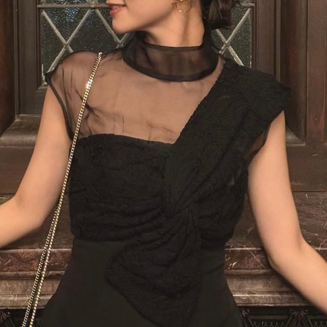 ラグナムーン　エンブロイダリーツイストパンツドレス黒