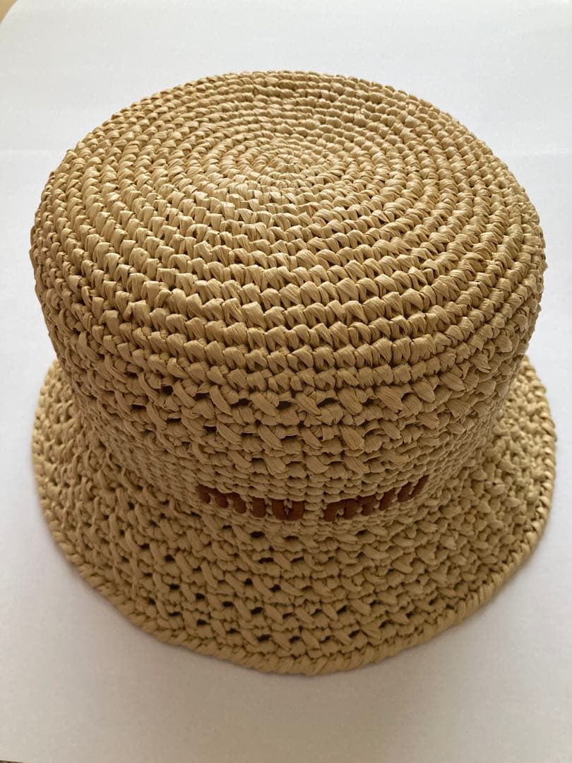 新品 Miu Miu ウーブンファブリックハット　Mサイズ