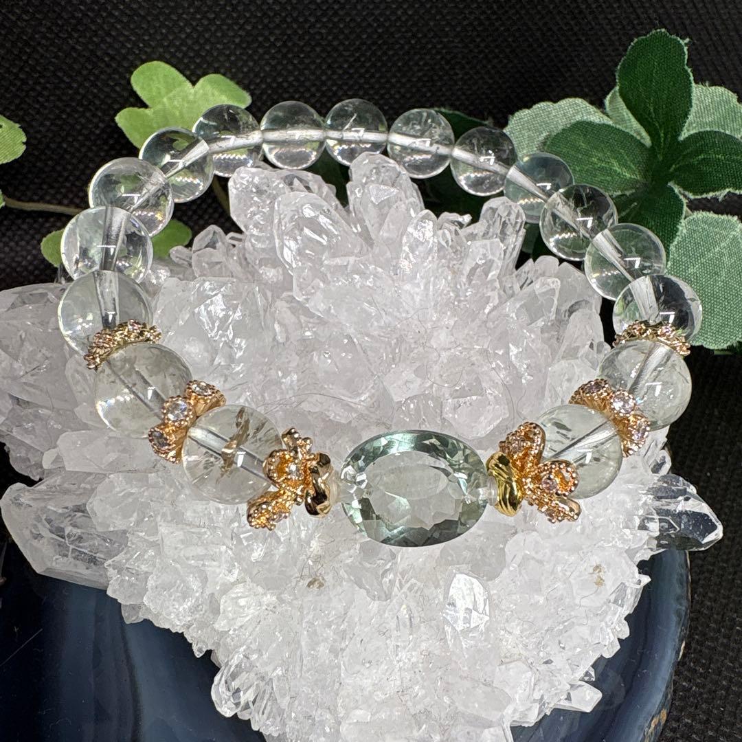 ＊るんるん＊【高品質】グリーン水晶宝石カット　ブレスレット