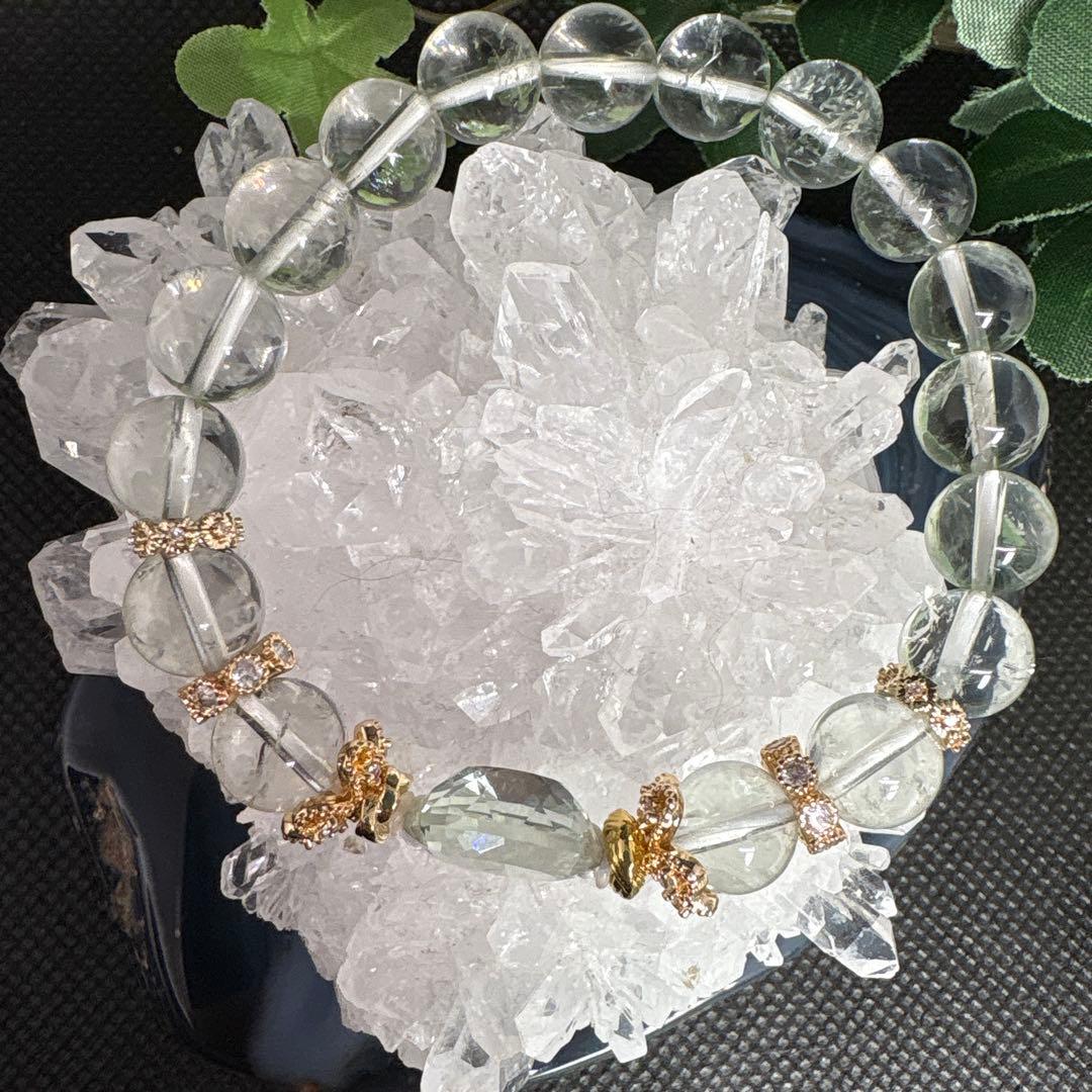 ＊るんるん＊【高品質】グリーン水晶宝石カット　ブレスレット