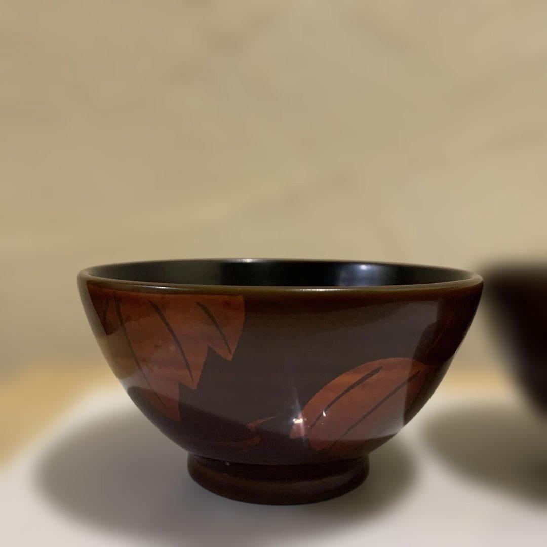 輪島塗　高洲堂　椀　黄溜塗　霞蒔絵