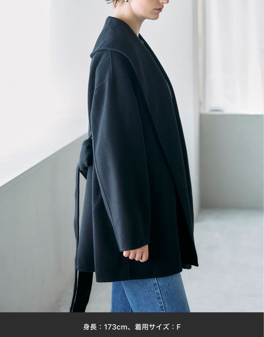 新品　タグ付き　ノーク　ウールメルトンミドルリバーコート　黒