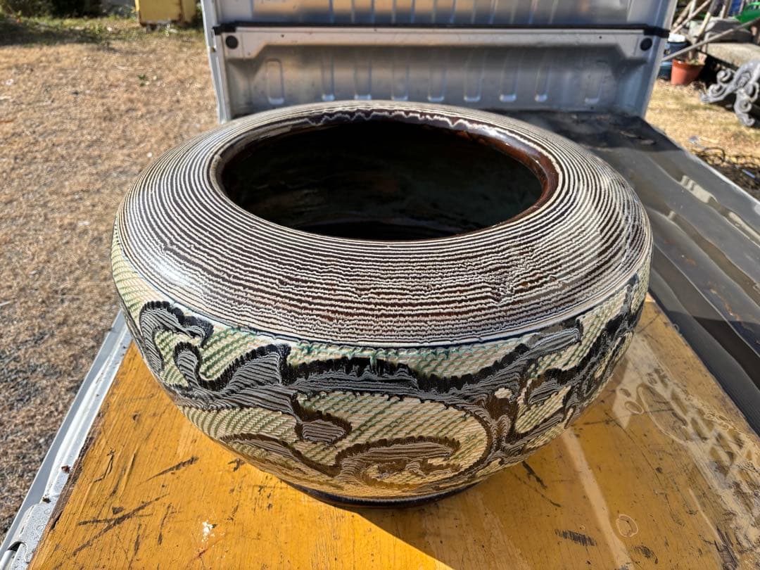 専用出品です。 大型火鉢　装飾的な模様の 陶器　昭和初期　昭和レトロ