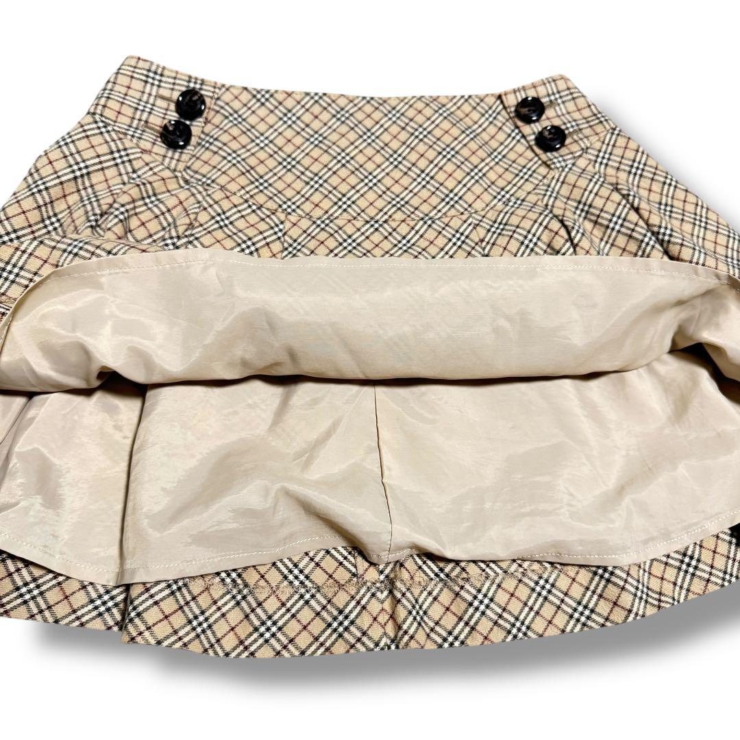 希少✨バーバリーブルーレーベル ミニスカート フレア プリーツ ベージュ S