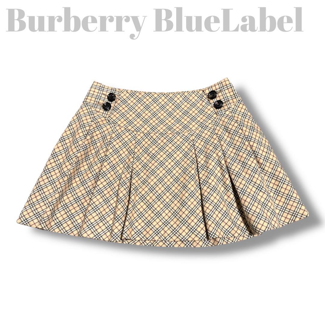 希少✨バーバリーブルーレーベル ミニスカート フレア プリーツ ベージュ S