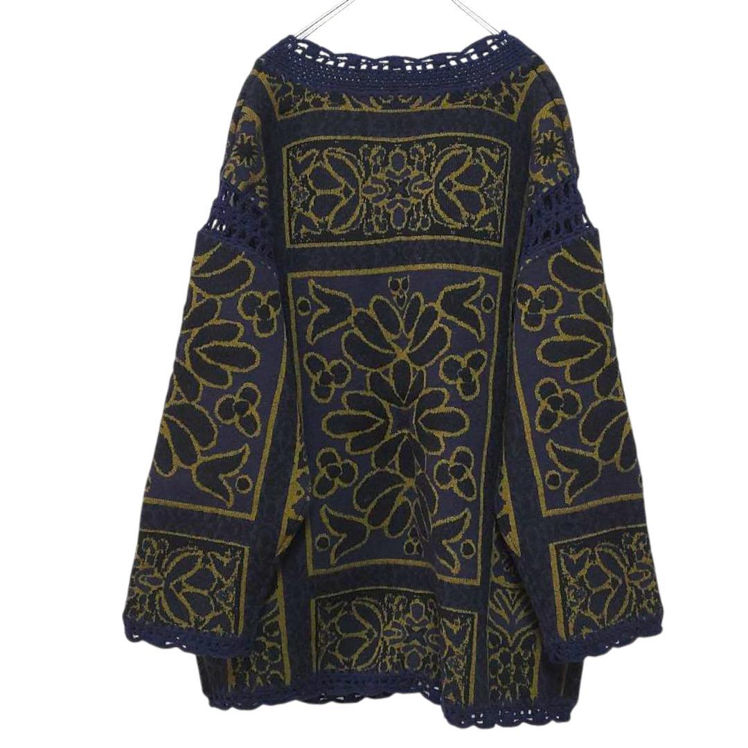 Ameri　RUG PATTERN KNIT JACKET　ネイビー　アメリ