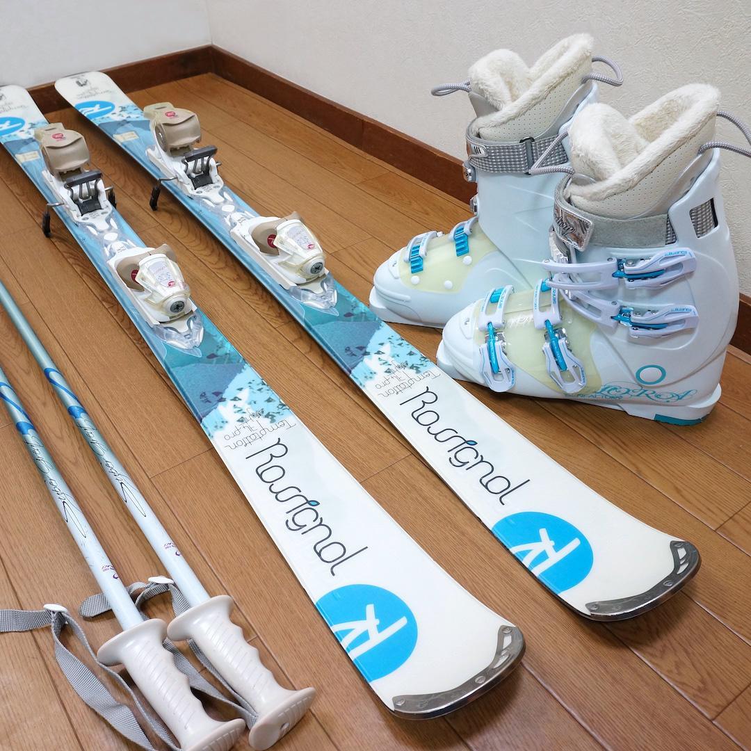 メンテ済 146cm 靴25～25.5cm ROSSIGNOL スキーセット