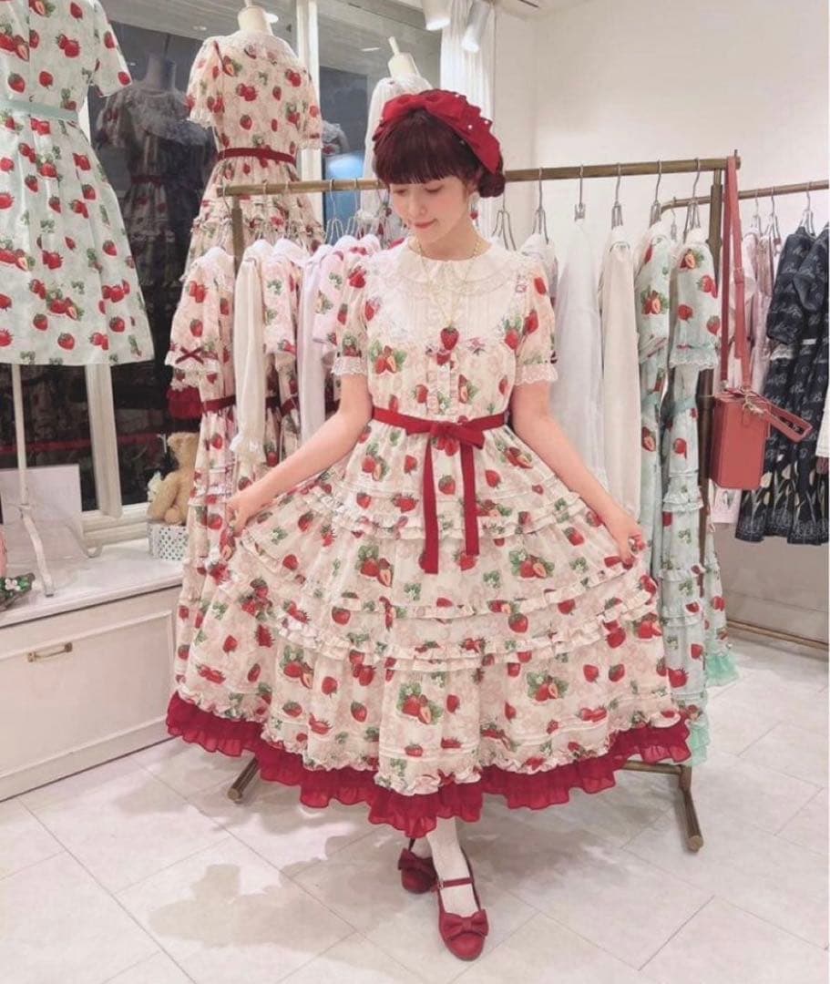 エミリーテンプルキュート　ストロベリーアニバーサリードレス　アイボリー（M）