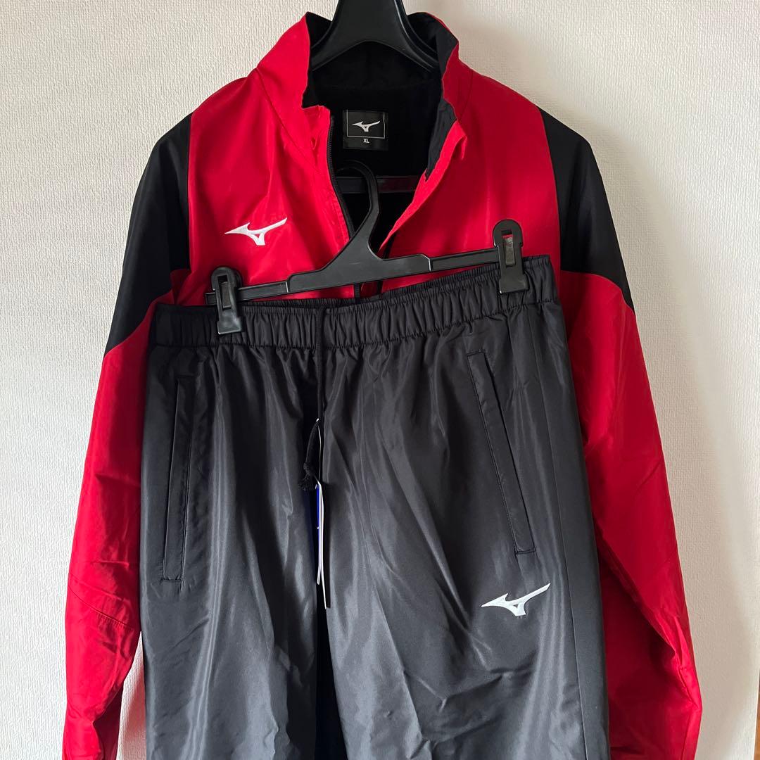 Mizuno フルジップジャケット＆パンツセット XL レッド/ブラック