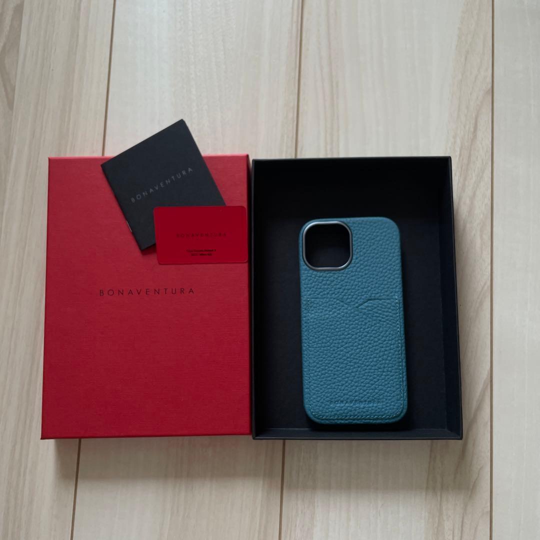 【未使用】BONAVENTURA レザー iPhoneケース アトールブルー