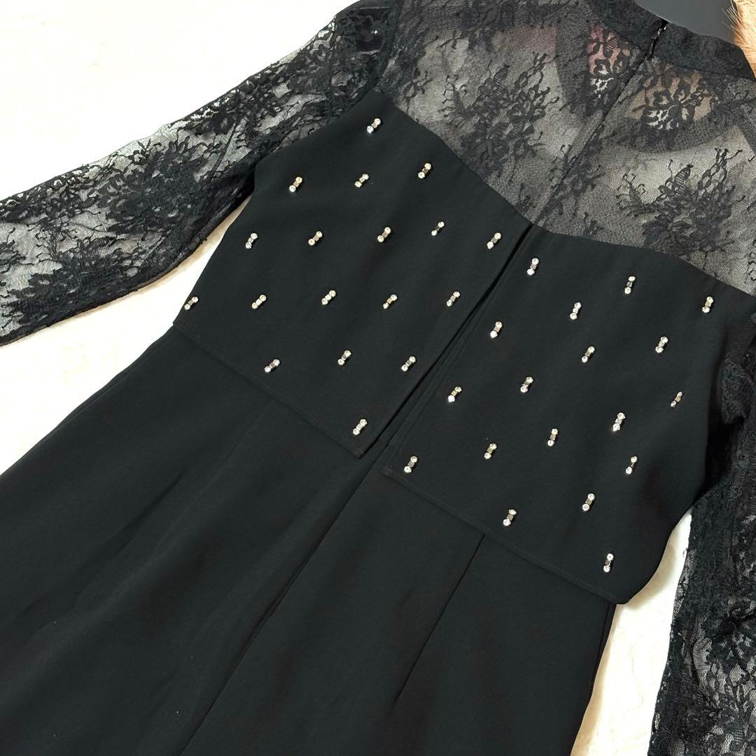 美品◆Diagramダイアグラム　刺繍ワイドサロペット　ブラック　オールインワン