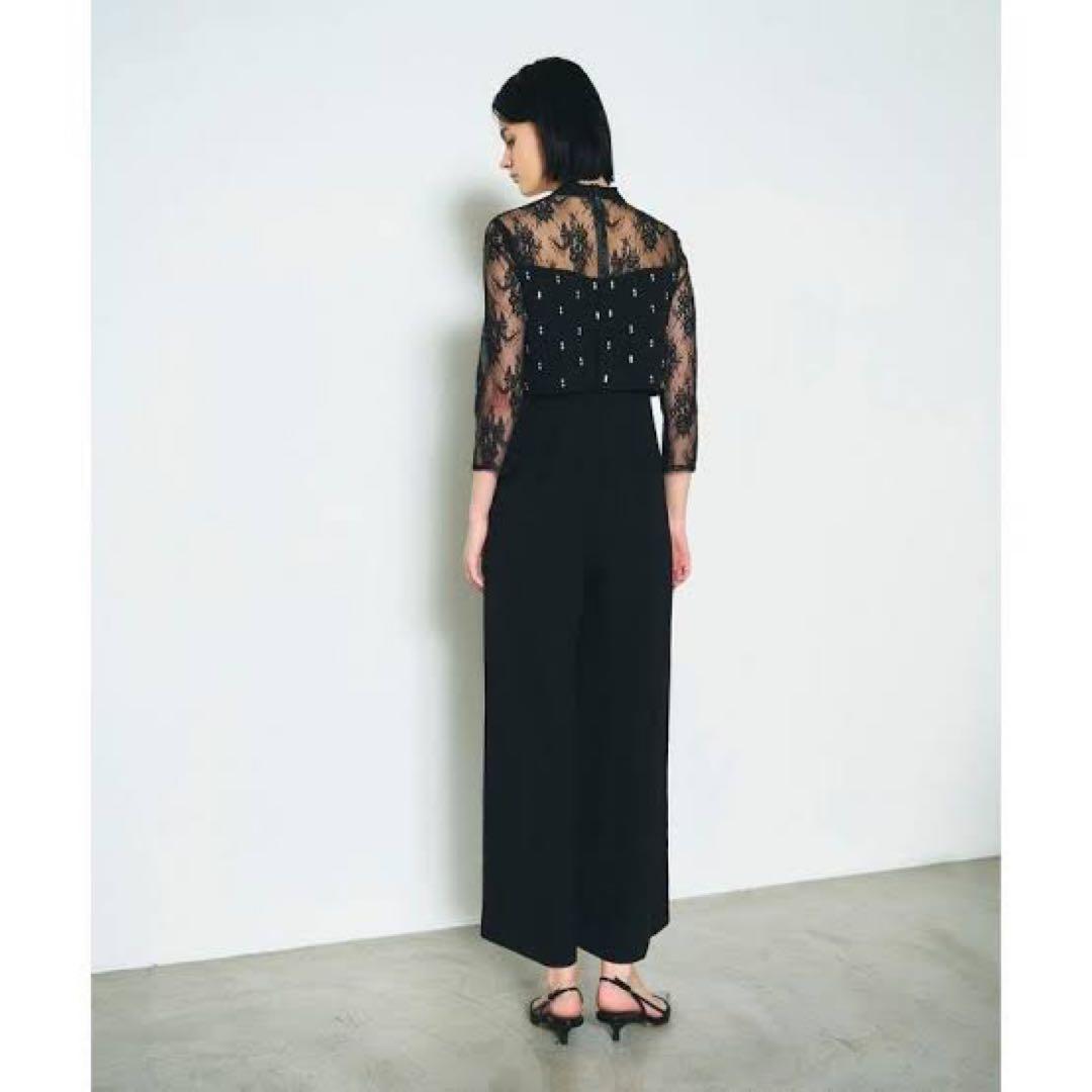 美品◆Diagramダイアグラム　刺繍ワイドサロペット　ブラック　オールインワン