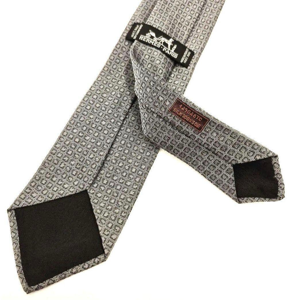 【希少品】HERMES ネクタイ　 グレー エルメスネクタイ