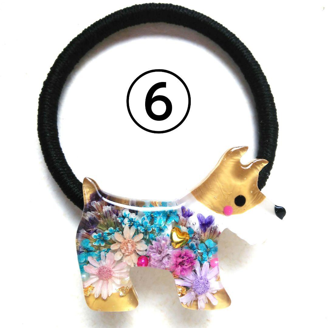 ヘアゴム レジン オーバル型 天然石レッドジェイドとミニミニ薔薇と蝶々