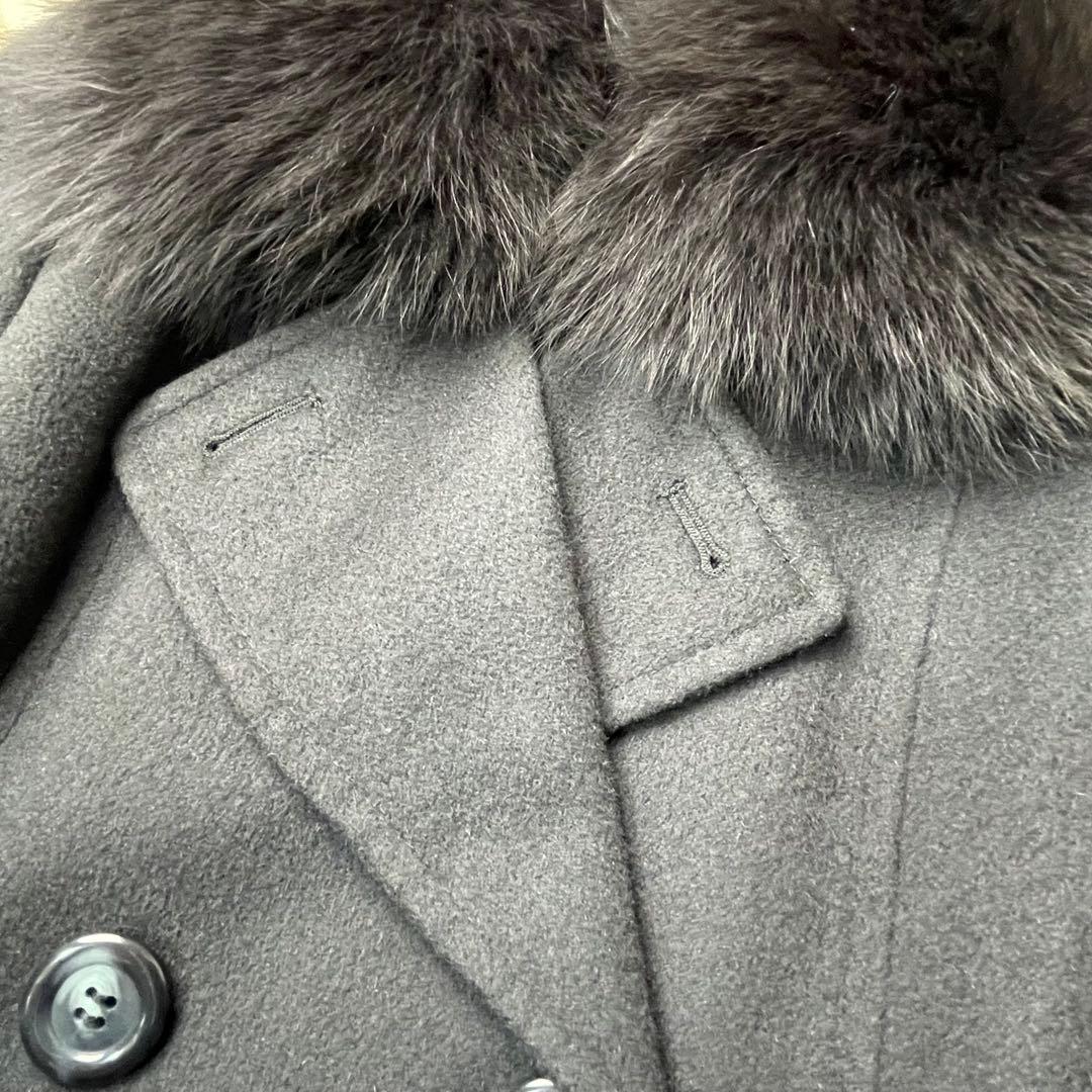 美品 カシミヤ100 フォックスファー 2way ダブル ロング ベルト