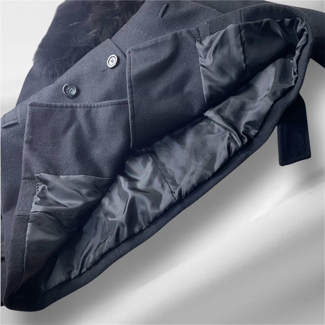 美品 カシミヤ100 フォックスファー 2way ダブル ロング ベルト