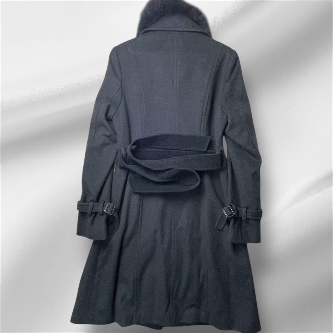 美品 カシミヤ100 フォックスファー 2way ダブル ロング ベルト