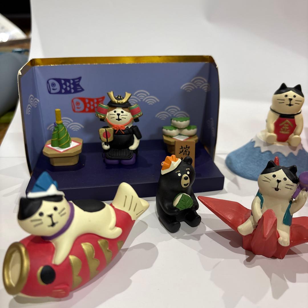 デコレ　コンコンブル　端午の節句とひな祭り　猫の置物セット