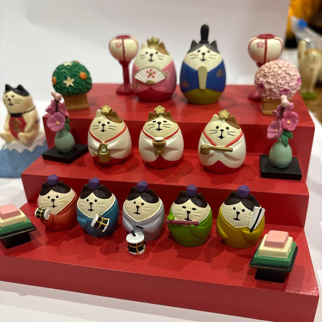 デコレ　コンコンブル　端午の節句とひな祭り　猫の置物セット