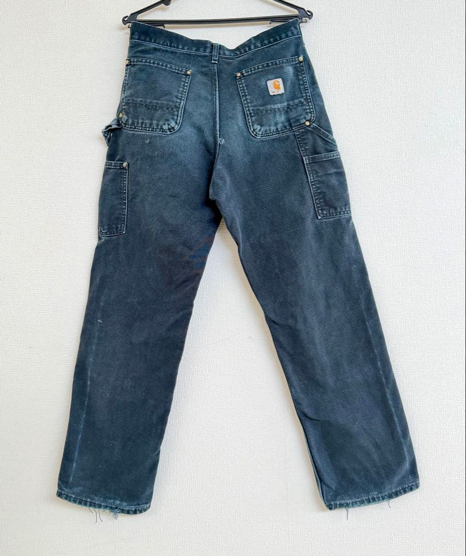 超スペシャル 30X32 W30 カーハート ダブルニー パンツ ブラック 黒
