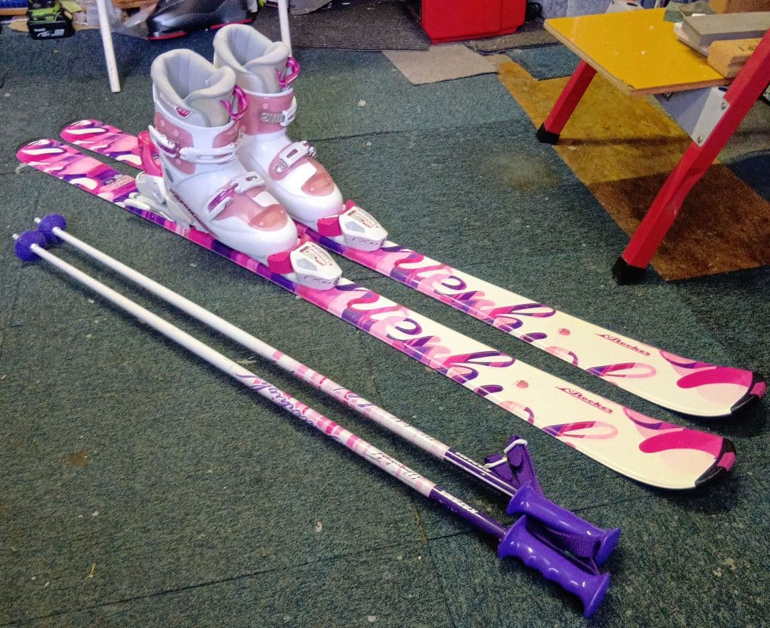 145cmカザマ…メンテナス済 靴24-24,5cmストック付