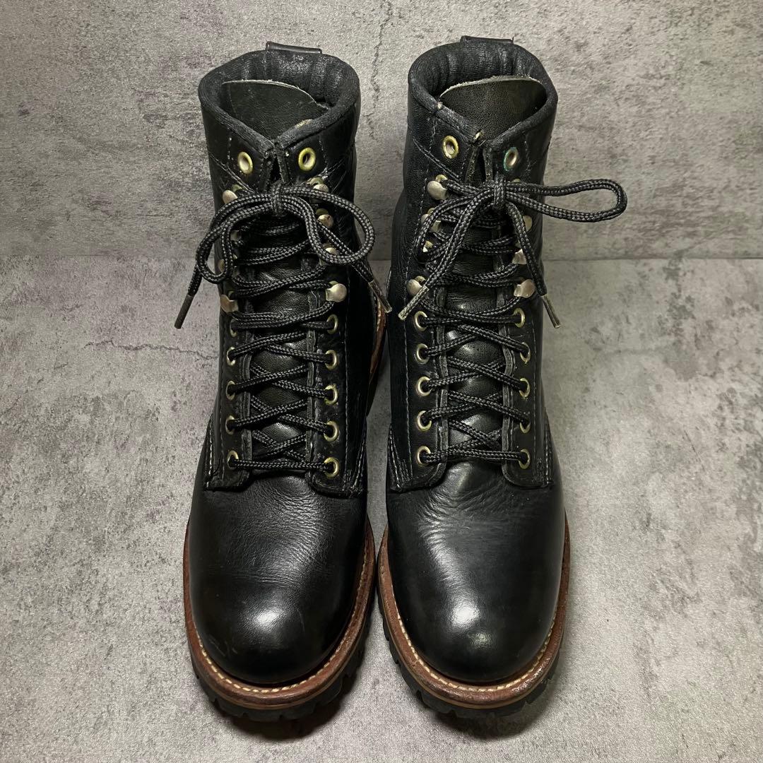極美品　希少　ホーキンス　ロガーブーツ　ワークブーツ　ブラック　本革　2222