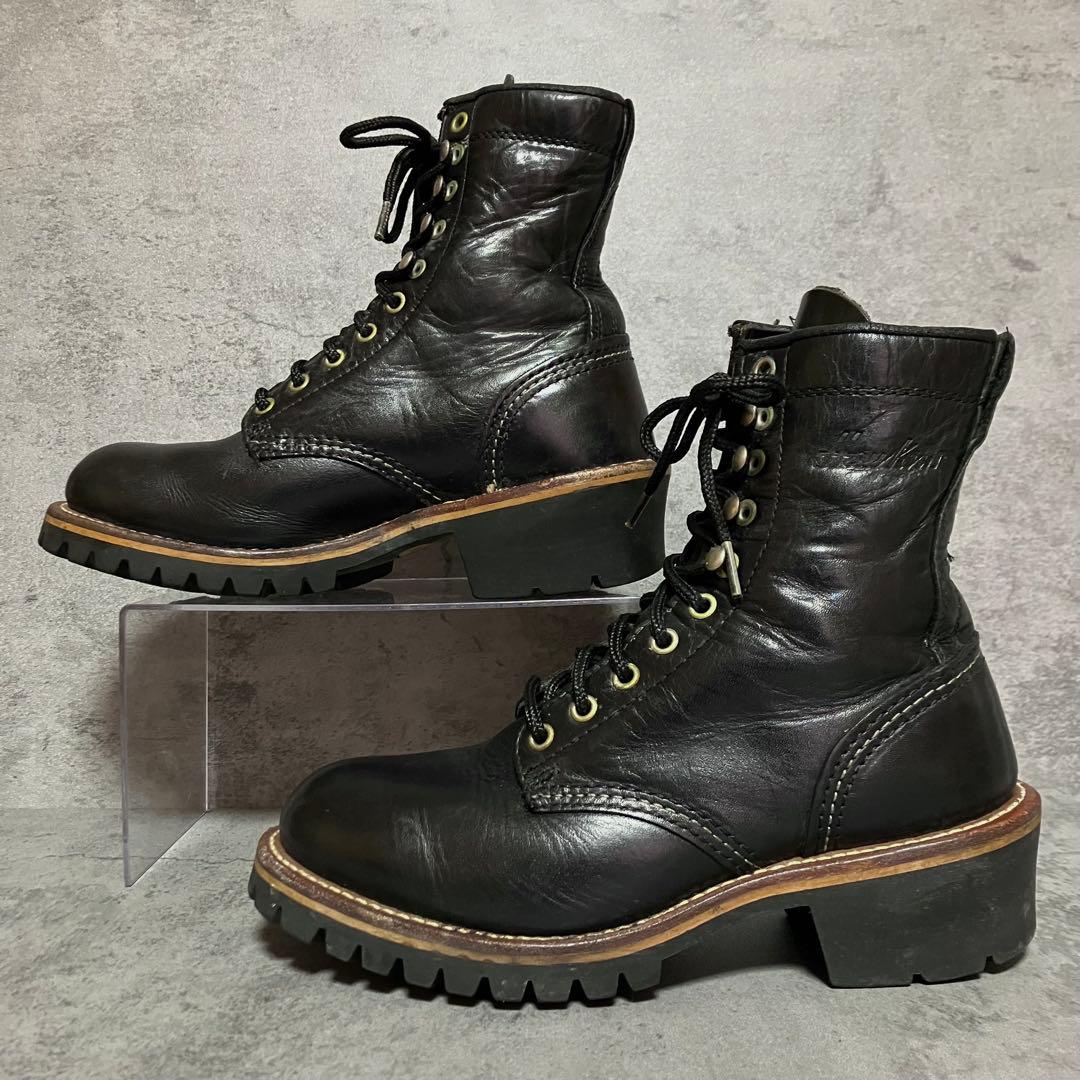 極美品　希少　ホーキンス　ロガーブーツ　ワークブーツ　ブラック　本革　2222