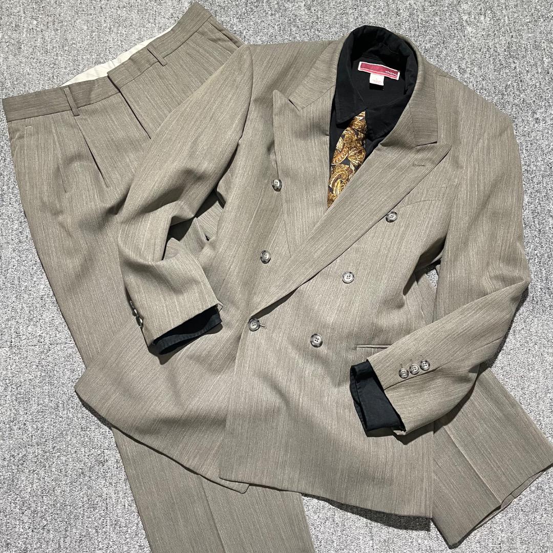 【あいうえお】ダブルブレスト ちょいワル スーツ セットアップ グレー系