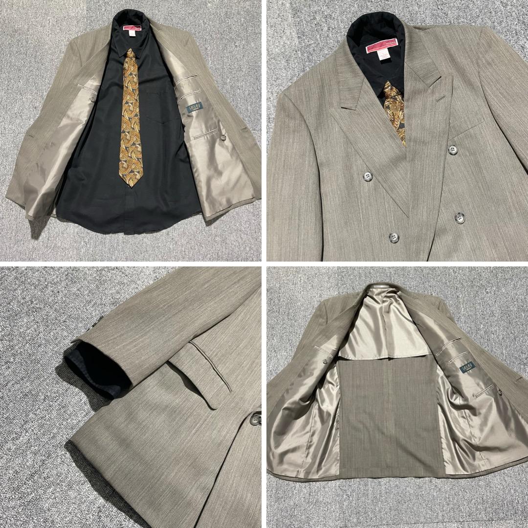 【あいうえお】ダブルブレスト ちょいワル スーツ セットアップ グレー系