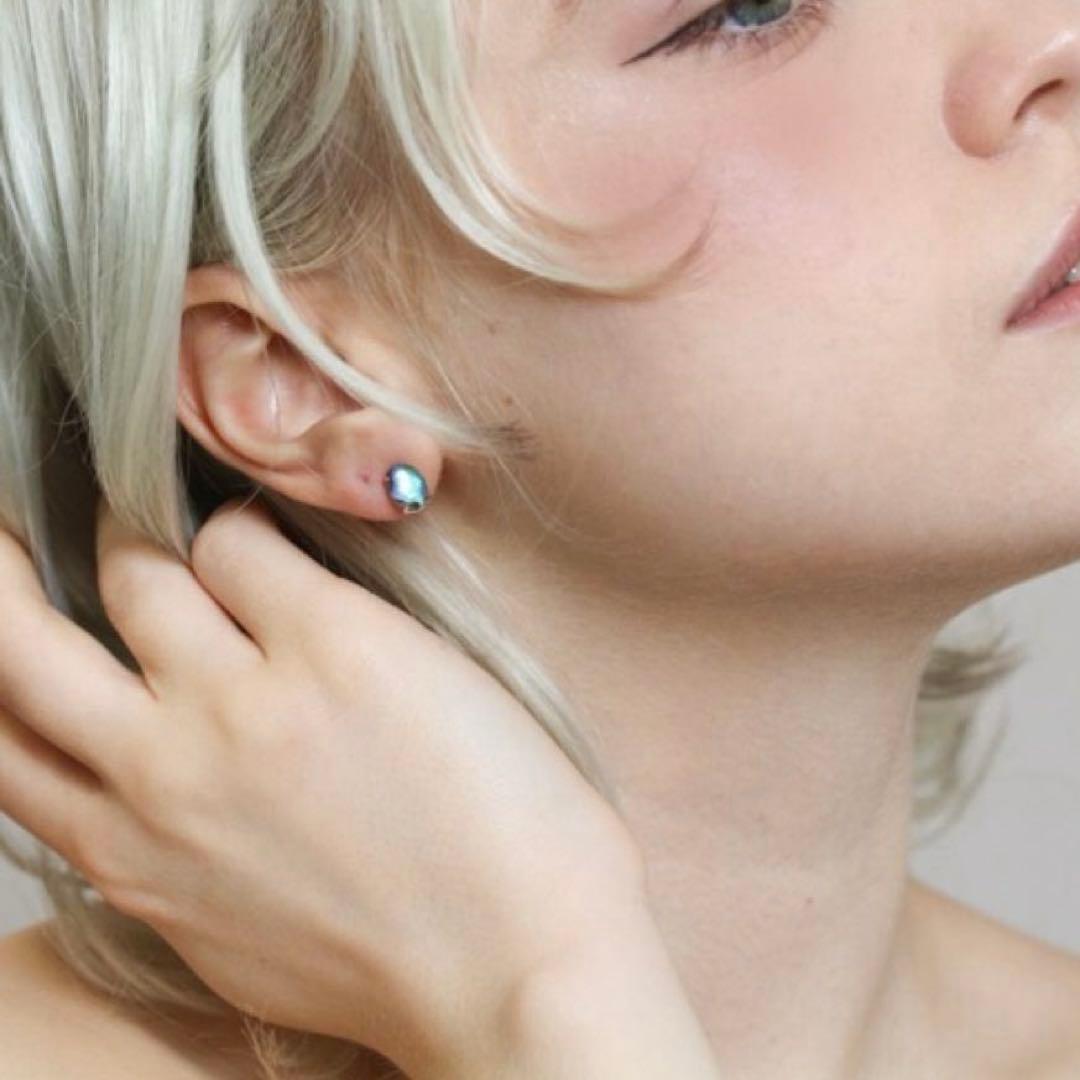 cui-cui クリスタル 黒蝶貝 K10 スタッド ピアス 14300円