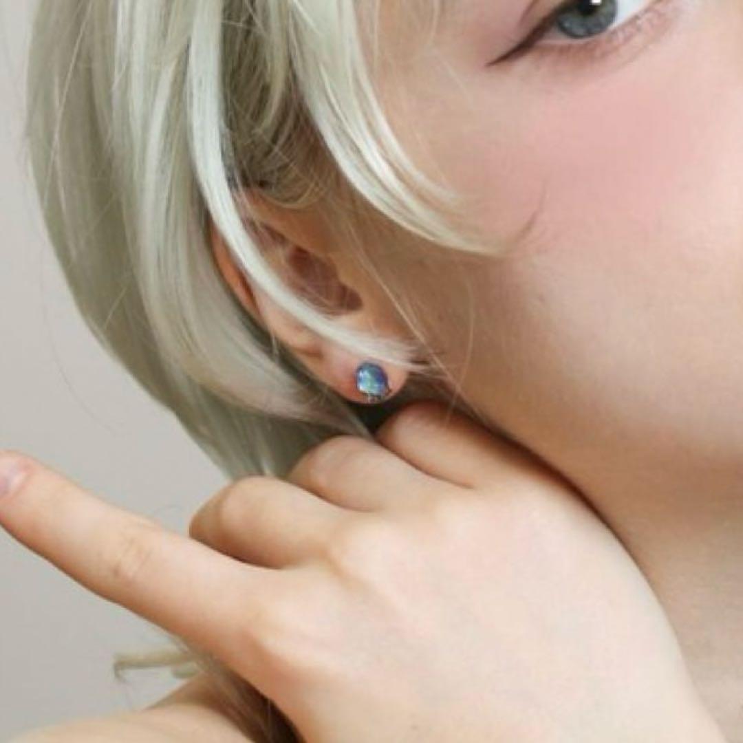 cui-cui クリスタル 黒蝶貝 K10 スタッド ピアス 14300円