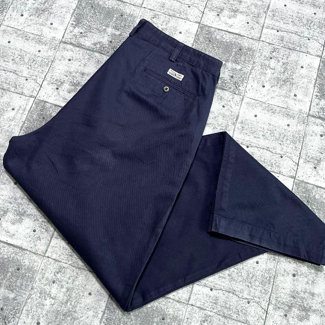 90-00s POLO ラルフローレン ポロチノ タック入り 36 ネイビー