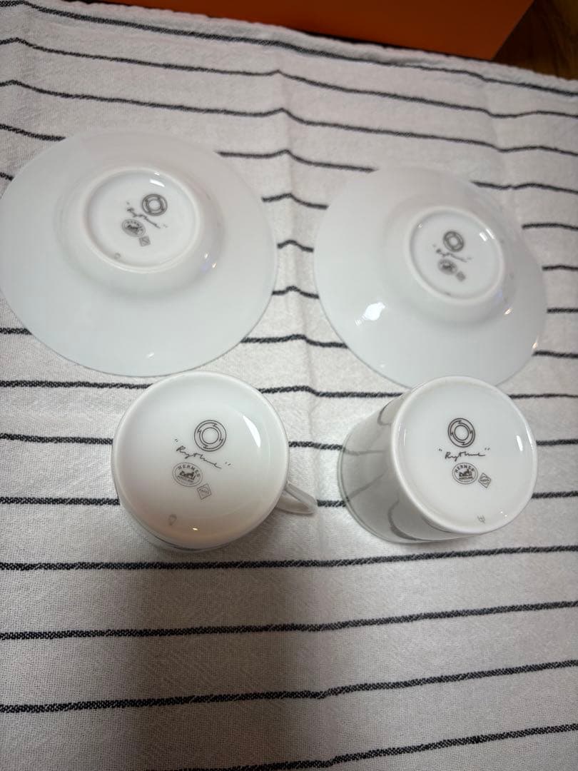 HERMES リズムグリーン　カップアンドソーサー2客