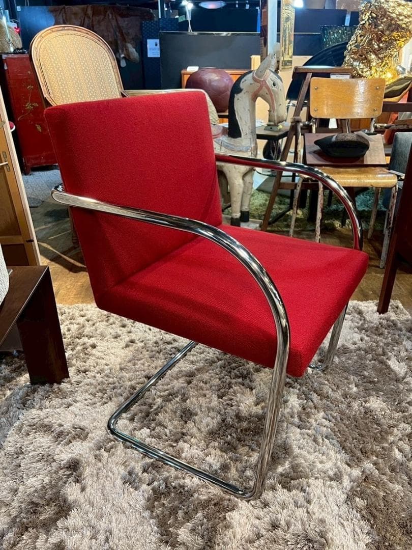 ノール 名作 ブルーノ チューブラーチェア 椅子 レッド モダン 赤 シンプル