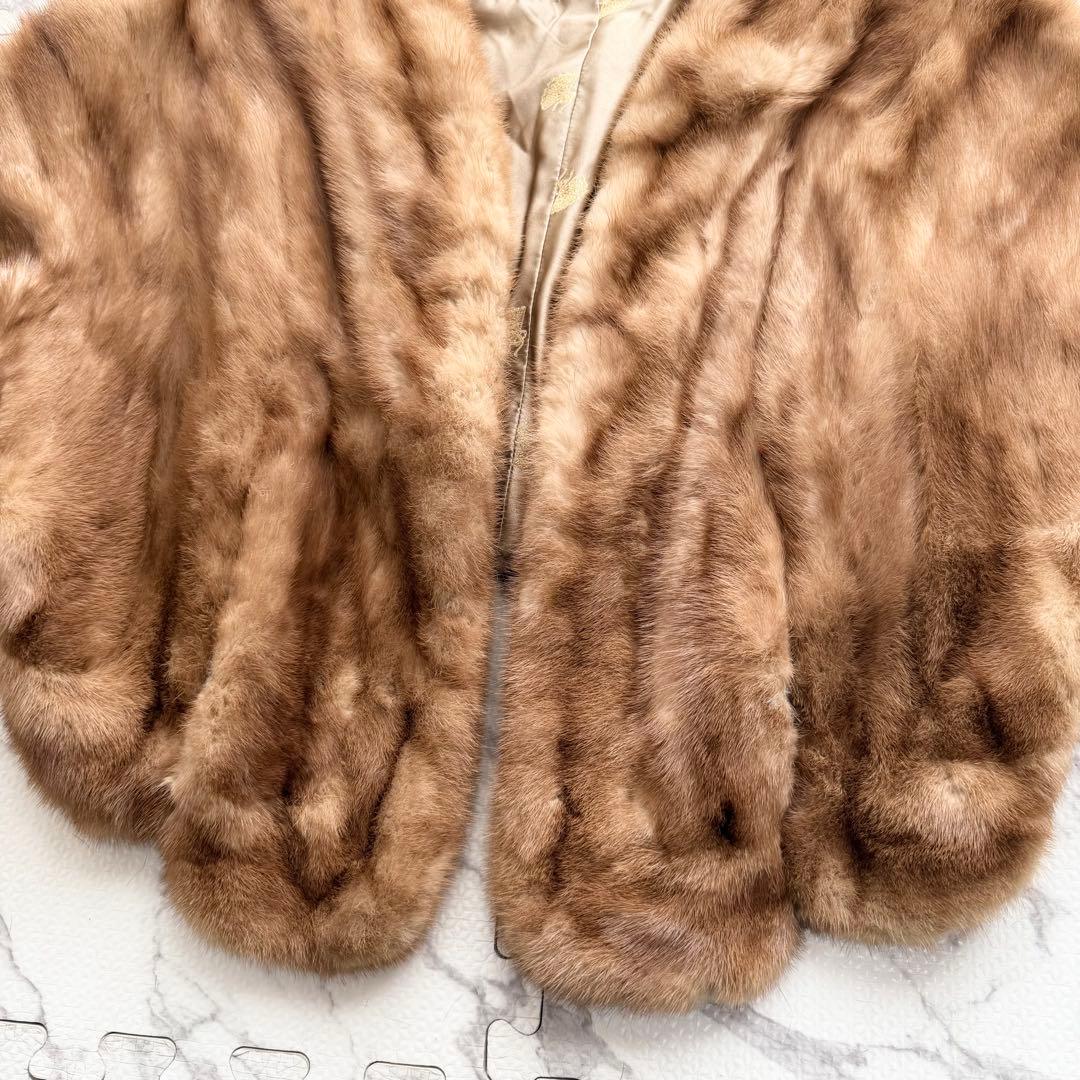 美品✨ ミンクファー パステルミンク 高級 毛皮 ケープ ポンチョ 羽織り