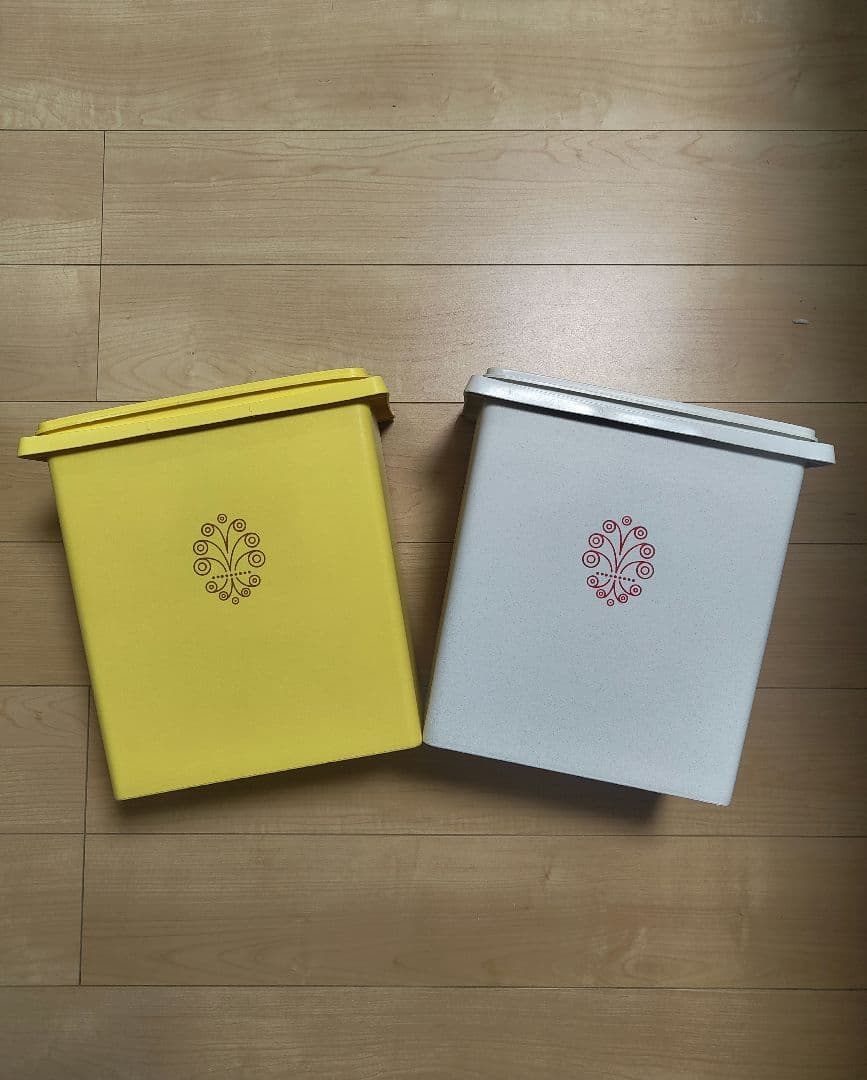 昭和レトロ　タッパーウェア　黄色　3個セット　米びつ　保存容器