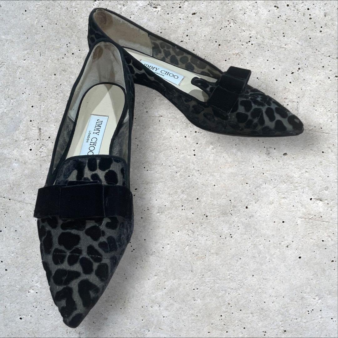 【美品】JIMMY CHOO GALA レオパード　フラットシューズ