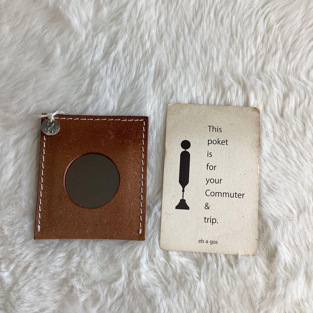 エバゴス Eワッペン　ハンドバッグ　カゴバッグ　キャンバス 鏡付き