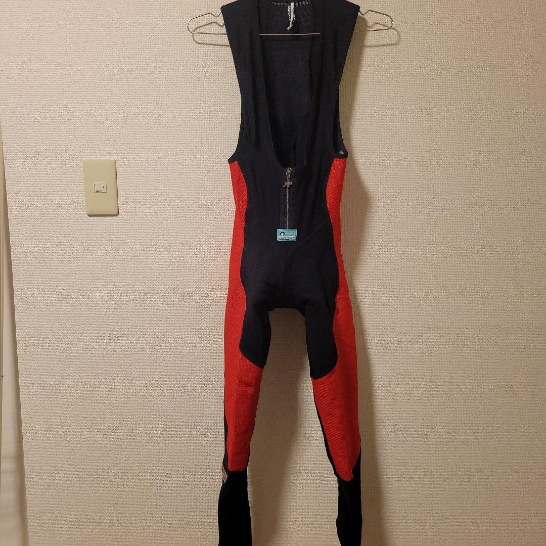 ASSOS ビブタイツ 赤/黒 前面ジッパー　裏起毛