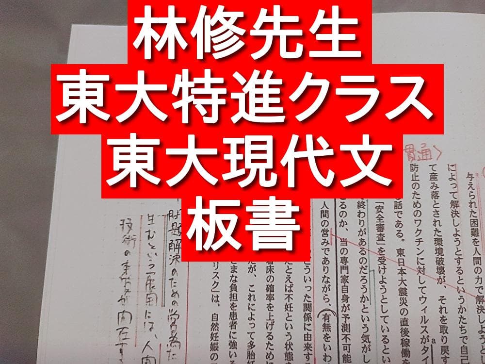 東進　東大特進クラス　東大現代文　板書解説　林修先生　河合塾　駿台　鉄緑会
