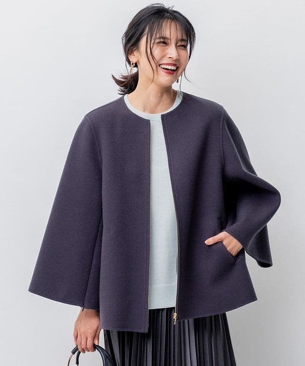 ウールリバーケープコート 23区グレー 38サイズ