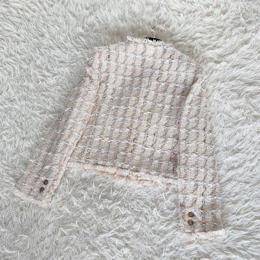 美品✨現行タグ【アナイ】ツイード金ボタンノーカラージャケット Tournier