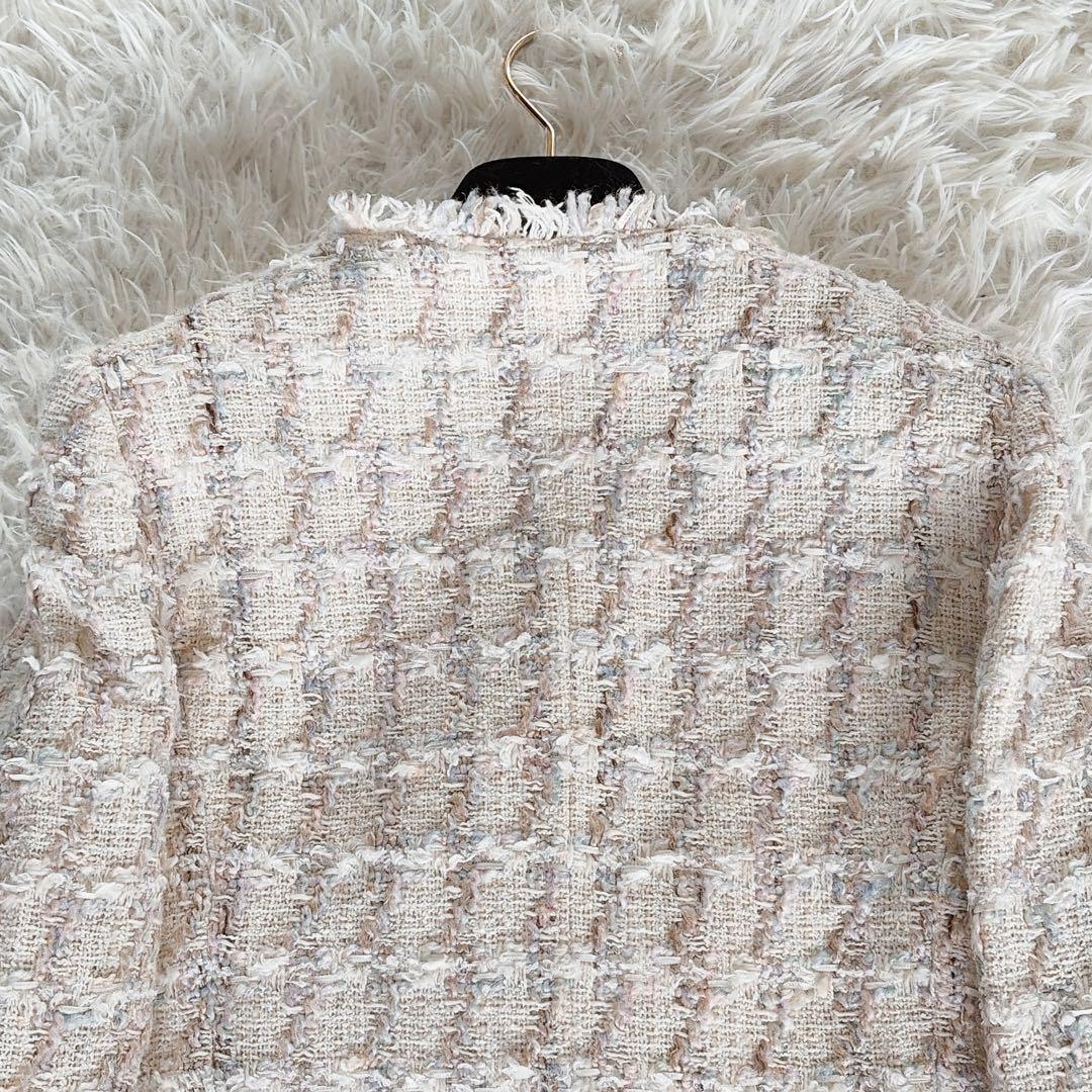 美品✨現行タグ【アナイ】ツイード金ボタンノーカラージャケット Tournier