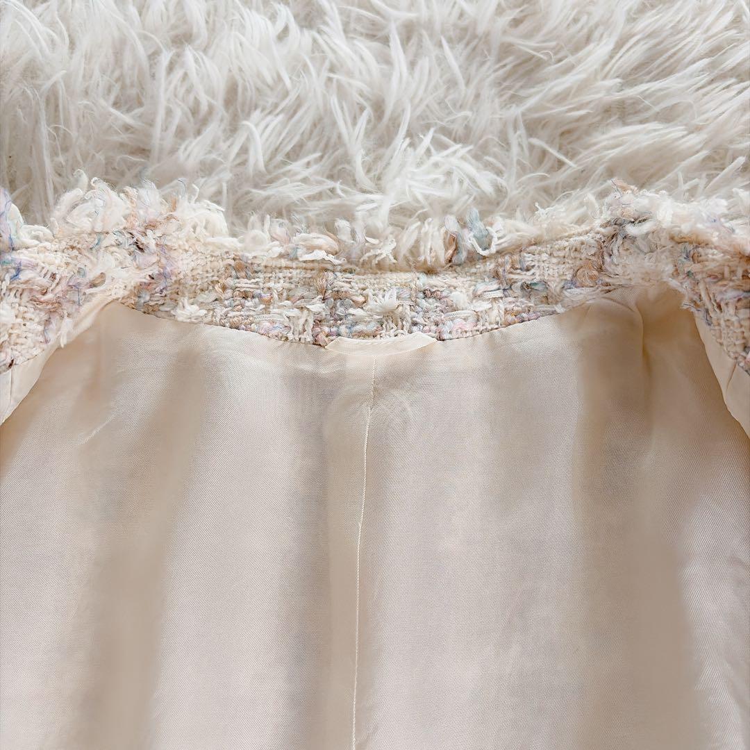 美品✨現行タグ【アナイ】ツイード金ボタンノーカラージャケット Tournier