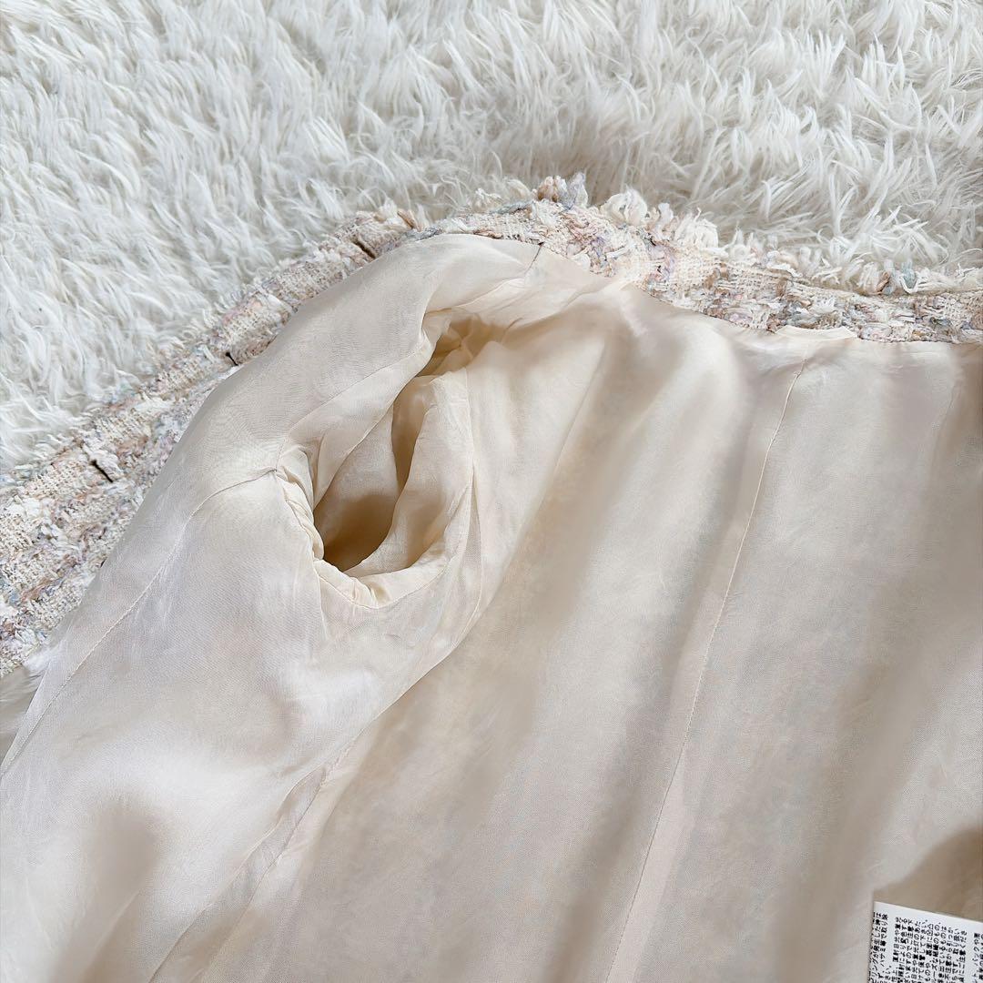 美品✨現行タグ【アナイ】ツイード金ボタンノーカラージャケット Tournier