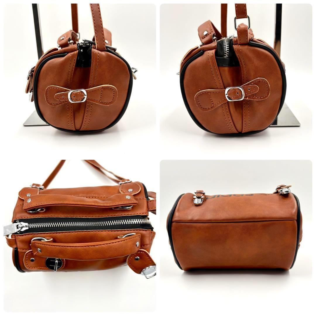 【極美品】 アディダス ボストンバッグ ミニ 2way トレフォイル ブラウン